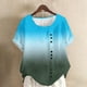 thumbnail image 2 of Vestidos Casuales Para Mujer, Blusas De Mujer De Moda Blusa informal de lino con botones y manga corta estampada para mujer, 2 of 4