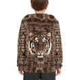 thumbnail image 4 of Xoenoiee Pullover Boys Hoodies Long Sleeve Top for Fall Winter Comfortable Loose Sportwear with Kangaroo Pocket for Kids Age 6-16 Years Athletic Wear, Tiger Print, M, 4 of 7