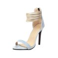 thumbnail image 2 of Sandalias romanas de tacón alto con combinación de correa de tobillo y punta abierta con cremallera trasera sexy para mujer Wmkox8yii hfjk2974, 2 of 3