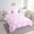 thumbnail image 3 of Homewish Cartoon Four-Leaf Clover Twin Bedding Sets 7-Piece for Preppy Child Kids,Pink White Bedding Comforter Set Microfiber,Kawaii Tree Leaves Breathable Sheet Sets,Luxury Bedroom Decor,Reversible, 3 of 8