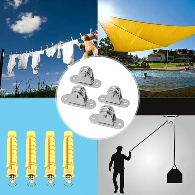 Stainless Steel Small Pulley Block Silent Pulley for DIY Equipment Wire Rope Rail Sliding Gate, Effortless , Noiseless, 176 Lb Load Capacity