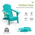 thumbnail image 2 of Folding Adirondack Chair HDPE Weather Resistant Patio Chairs w/Cup Holder for Fire Pit, Deck, Outdoor, Aqua(Set of 2), 2 of 6