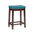 thumbnail image 2 of Linon Cessford 26" Backless Indoor Counter Stool, Dark Brown with Blue Faux Leather, Includes 1 Stool, 2 of 11