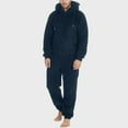 thumbnail image 7 of Mens Rompers for Adults Men's Winter Thick Warm Long Sleeve Casual Solid Zipper Loose Hooded Jumpsuits Pajamas Adult Onesies for Men Navy XXXXXL, 7 of 7
