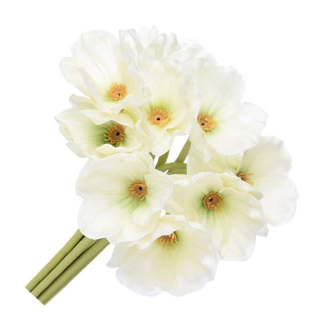 Flores artificiales para el hogar, oficina, simulación, decoración Floral, banquete de boda, Flor falsa de PU, blanco 10 Piezas Advancent HA000017-01B