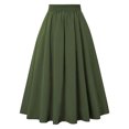 thumbnail image 4 of qolati Women's Vintage Midi Skirts Stretch High Waist A-Line Flared Skirt Elegant Buttons Pleated Flowy Cocktail Party Wedding Skater Skirts, 4 of 6
