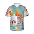 thumbnail image 1 of Fotbe Kawaii Sushi Characters Delight Camisa Hawaiana para Hombre Unisex – Camisa Casual de Verano con Botones de Manga Corta de Algodón y Lino,Large, 1 of 7