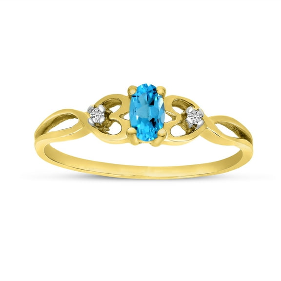 10k Yellow Gold Oval Blue Topaz And Diamond Ring
