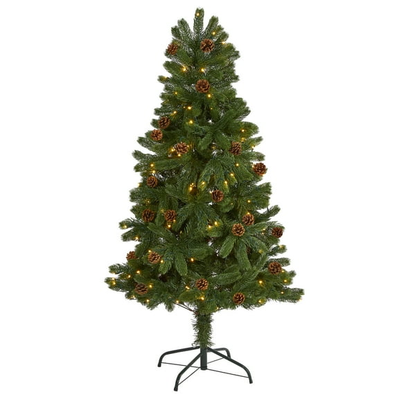 Nearly Natural Rocky Mountain Spruce Artificial Christmas Tree with Pinecones