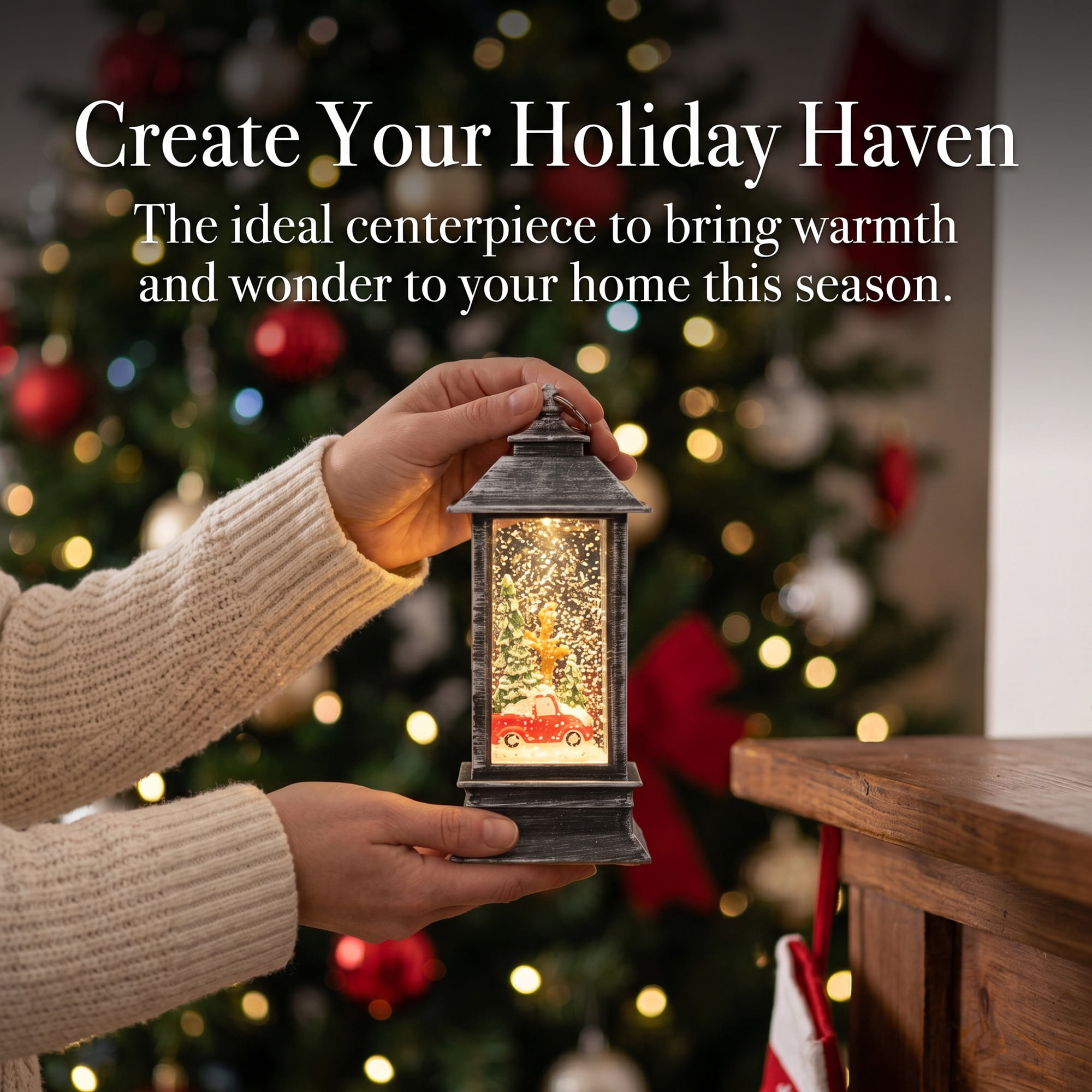 Unique Bargains Christmas Light Up Crystal Ball Mini LED Glitter Sphere Orb Brown Style Q