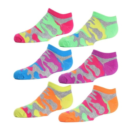 MeMoi Kids Camo Socks | Buy Girls Low Cut Socks by MeMoi 9--11 / Grey Multi MGF4 428