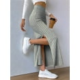 thumbnail image 4 of Women'S Bodycon Knitted Pencil Skirts Elastic Split High Waisted Midi Skirt Light Gray L, 4 of 7