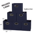 thumbnail image 2 of Household Essentials Fabric Storage Bins 6 Piece Set, Strong Poly-Woven Fabric, Sturdy Chipboard Sides, Grommet Front Handle, Stackable and Foldable, Classic Design, Navy, 2 of 4