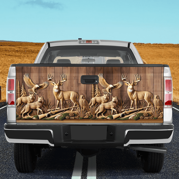 Lotusprinthandmade Hunting Best Hunter Ever Tailgate Wrap 2 Sizes (24"x58"), Durable And Stylish Hunter Design Tailgate Cover