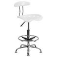 thumbnail image 1 of Tabouret de dessinateur en chrome et couleur blanche avec siège tracteur, 1 of 9