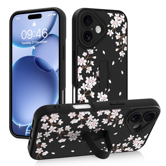 Gukalong Funda Para Teléfono 17 De 6,3 Pulgadas, Diseño Floral Blanco, Flor De Cerezo, Funda Delgada Para Teléfono Con Soporte Para Correa, Resistente A Los Golpes, Protección Antiarañazos, Con Funció