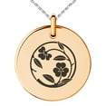 thumbnail image 1 of Stainless Steel Kawari Katabami Edamaru Kamon Crest Engraved Small Medallion Circle Charm Pendant Necklace, 1 of 1