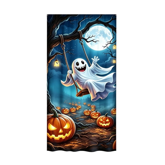 Halloween-8 Halloween Ghost Door Curtain Cute Spooky Fabric Doorway Hanging Archway Decor For Porch Entry