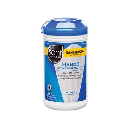 Hands Instant Sanitizing Wipes, 7.5 x 5, 300/Canister