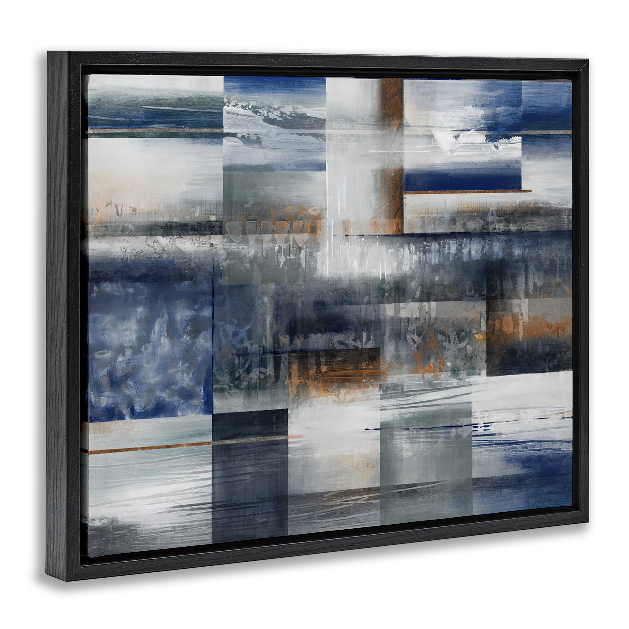 Stupell Industries Nautical & Nature Collage Abstract Painting Black Floater Framed Canvas Art Print Wall Art, 31 x 25