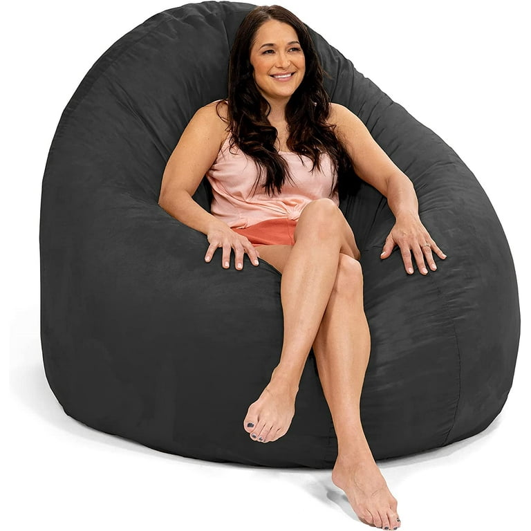 Jaxx 6 Foot Cocoon Large Bean Bag Chairs for Adults Black
