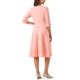 thumbnail image 3 of INSPIRE CHIC Vestido Vintage de Manga 3/4 para Mujer, Elegante con Cuello Barco, Vestido para Trabajar, Tendencia M Rosa, 3 of 5