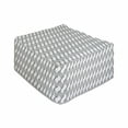 thumbnail image 1 of Abstract Rectangle Pouf, Simplistic Circular Symmetrical Motifs Repetitive Wavy Monochrome Pattern, Under Desk Foot Stool for Living Room Office Ottoman with Cover, 25", White and Grey, by Ambesonne, 1 of 4