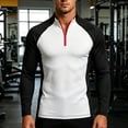 thumbnail image 4 of hoksml Men's Cotton Spandex Blend Color Block Raglan Long Sleeve Zip Neck Top, Half Zip Stand Collar Casual Athletic Daily Shirt, 4 of 5