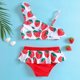 thumbnail image 5 of Traje de baño para bebé, traje de baño para niñas pequeñas, traje de baño para niñas con un solo hombro + traje de baño con parte inferior de cintura alta (2 piezas), 5 of 6