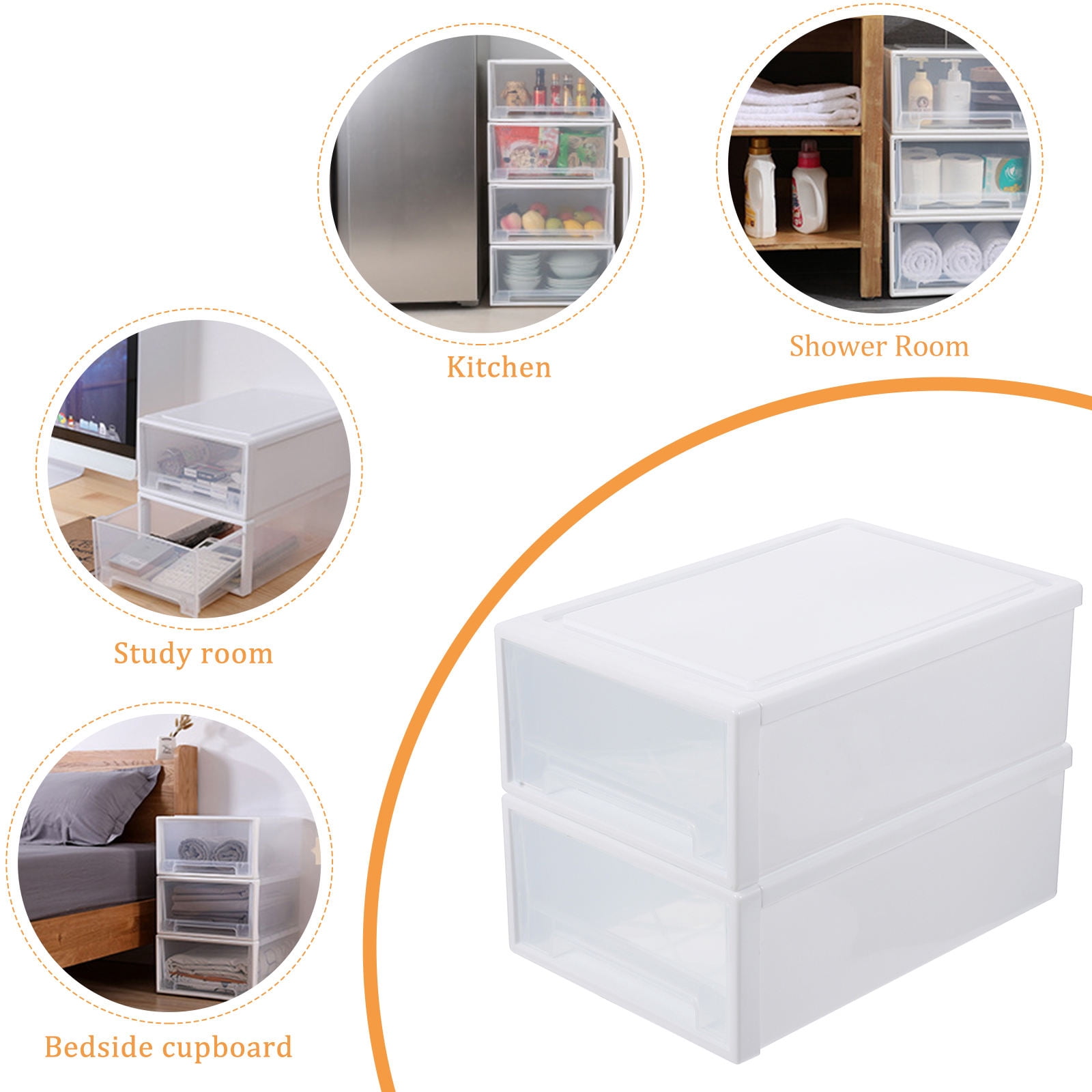 UPOUART 2Pcs Clear Storage Drawers Plastic Transparent for Closet Organization Adults