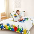 thumbnail image 4 of Erosebridal Splash Soccer Letter W Queen Comforter Set, Sport Bedding Comforter Set for Boys and Girls, Polka Dots Reversible 3-Piece, 1 Comforter and 2 Pillowcases, 4 of 6