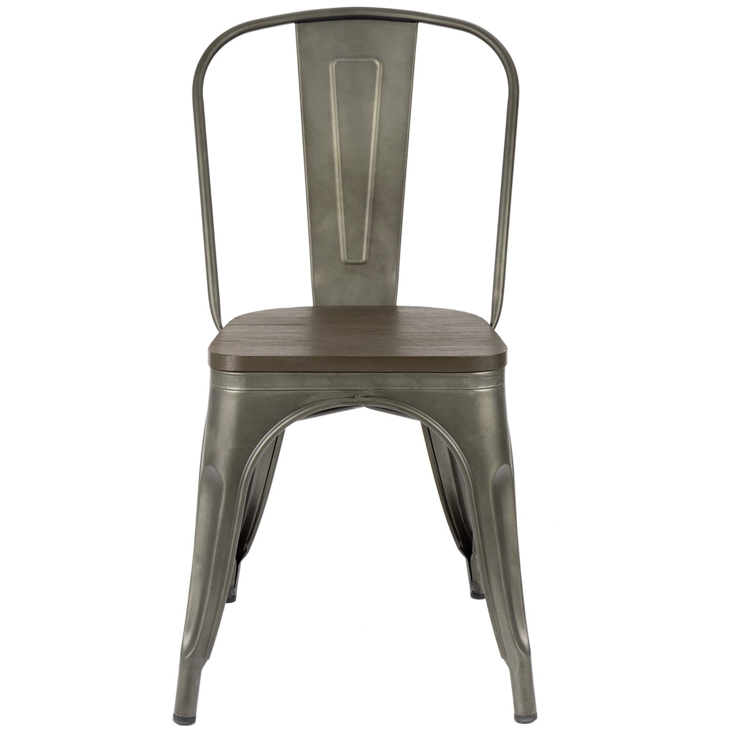Lacoo Indoor-Outdoor Use Stackable Chic Dining Bistro Cafe Metal Chair Gun,Set of 4