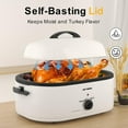 thumbnail image 3 of 20 Quart Roaster Oven, Electric Roaster Oven, Turkey Roaster Pan Buffet with Self-Basting Lid, Removable Pan, Cool-Touch Handles, White, 3 of 15