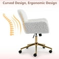 thumbnail image 6 of PORKISS Vanity Chair with Back, Home Office Chair, Ergonomic Home Desk Chair with Artificial Rabbit Hair, Adjustable Swivel Task Computer Chair with Arm, Wheels, Beige, 6 of 9