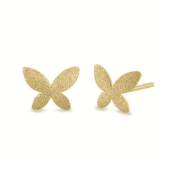Vinali 14K Solid Yellow Gold Butterfly Stud Earrings