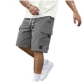 thumbnail image 2 of WIZUTIZ Men's Cargo Shorts Solid Color Multi-Pocket Lace-Up Elastic Waist Summer Casual Loose Fit Breathable Lightweight Pants, 2 of 4