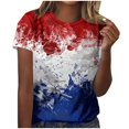 thumbnail image 1 of Camisetas de Manga Corta para Mujeres de Poliéster Ligero, Estampado Patriótico Cuello Redondo Camiseta Top para Uso Informal, Diario Y Vacaciones, 1 of 5