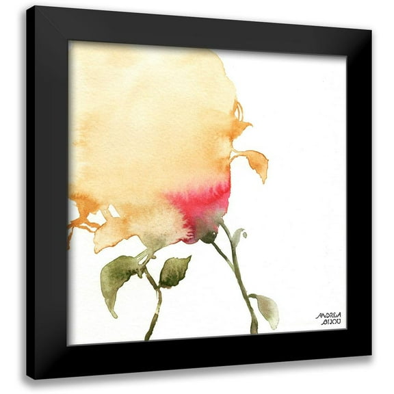Bijou, Andrea 12x12 Black Modern Framed Museum Art Print Titled - Watercolor Floral Yellow and Red I
