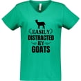 thumbnail image 3 of Inktastic Easily Distracted by Goats Women's V-Neck T-Shirt, 3 of 5