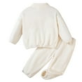 thumbnail image 4 of Cethrio Boys Fleece Outfit Sets, 2 Piece Half Zip Long Sleeve Sweatshirts and Sweatpants Sets Beige Size 3-4 T, 4 of 8
