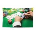 thumbnail image 1 of Poker Tapestry, Cartoon Style Illustration of Gambling Game with Chips and Playing Cards, Fabric Wall Hanging Decor for Bedroom Living Room Dorm, 2 Sizes, Dark Grey Forest Green, by Ambesonne, 1 of 1