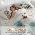 thumbnail image 4 of 3 Piece Teal Blue Floral Duvet Cover Set Full Size,Microfiber Comforter/Quilt Cover with Corner Ties and 2 Pillowcases,Vintage Rustic Botanical Beige Wooden All Season Bedding with Zipper Closure, 4 of 8