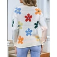 thumbnail image 6 of Cute Sweaters for Women Long Sleeve Floral Pullover Knitted Outerwear Y2K Tops Loose Winter Fall Outfits 2025 White M, 6 of 7