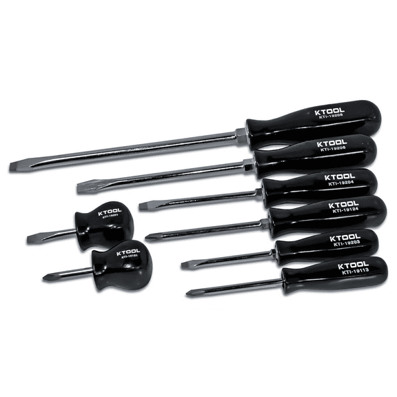 K-Tool 19000 8-pc Black Phillips & Slotted Screwdriver Set