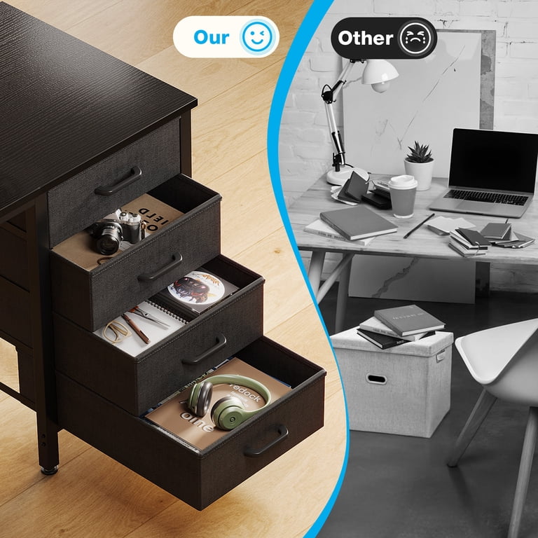 Casacomoda Computer Desk with 4 Storage Drawers, Black photo 3