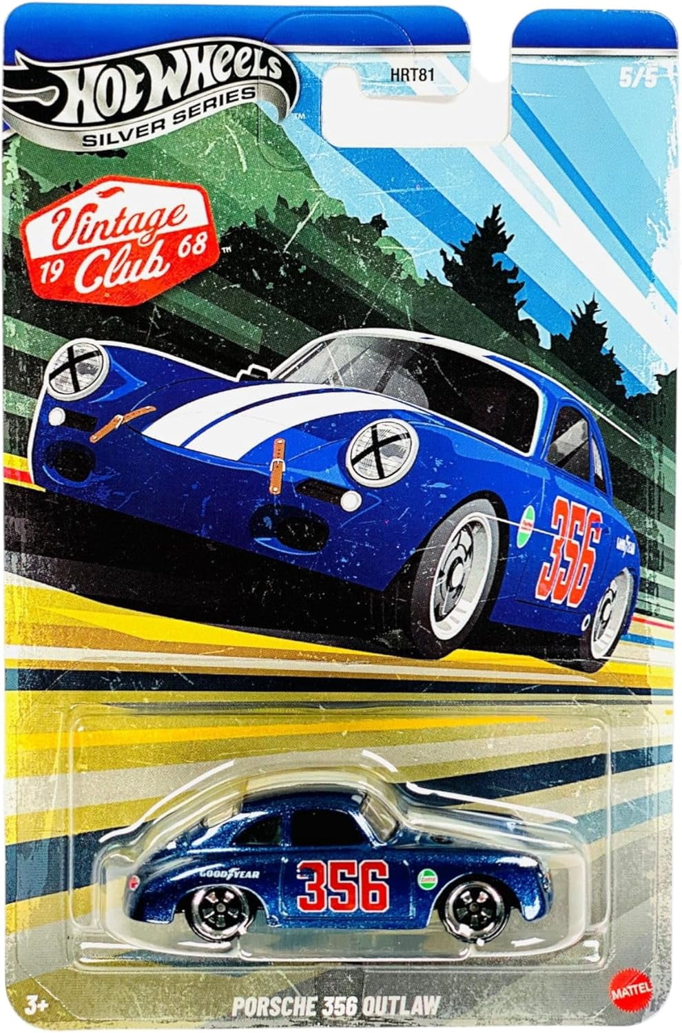 Hot Wheels Vintage Club '68 Silver Series Die-Cast Cars Set, 5-Pack, Alfa Romeo, BMW 507, Honda, Porsche, Ford Galaxie HRT81-956J