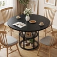 thumbnail image 2 of Garvee 47 Inch Round Dining Table for 4-6 People with Storage Shelf, Kitchen Table & Office Desk, Sturdy Metal Frame for Small Space,Black, 2 of 9