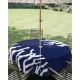 thumbnail image 3 of Outdoor Tablecloth with Umbrella Hole Zipper Coral Navy Blue Round Tablecloth 54" Waterproof Outside Table Cloth Coastal Ocean Marine Nautical Beach Patio Table Cover Tablecloths for Picnic Party, 3 of 8