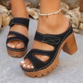 thumbnail image 6 of Black Women Casual Closed Toe High Heels Slippers Thick Sole Platform Block Heel Outdoor Slide Shoes 1Pc Size 39Eu Foot Length 9.65 Inches 0.84Lbs, 6 of 9