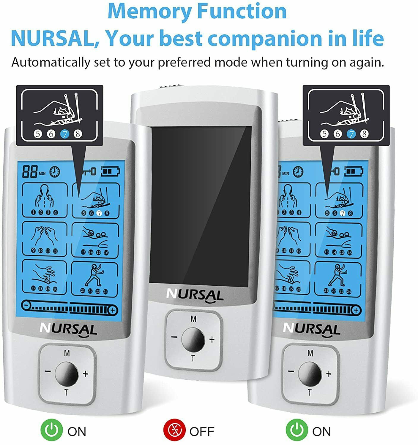 NURSAL EMS TENS Unit Muscle Stimulator with 8 Electrode Pads/Storage P –  Nursal